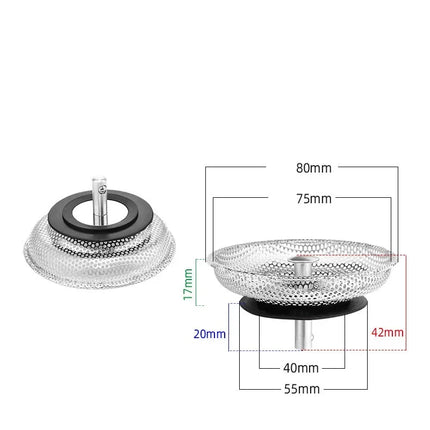 Waste Plug Kitchen Sink Strainer Replacement Basin Drain Filter Stainless Steel Shower Hair Catcher for Bathroom Accessories