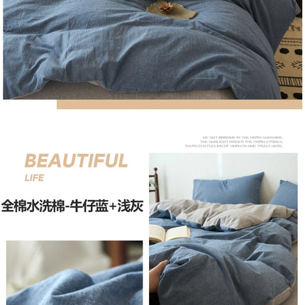 2025 New All-cotton Quilt Cover Class A Yarn-dyed Washed Cotton Single Bed Cover Solid Light Blue Breathable Bedding 220x240