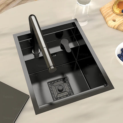 Hidden Bar Sink Stainless Steel Kitchen Sink Folding Faucet MIni Small Wash Basin Undermount for Workstation RV