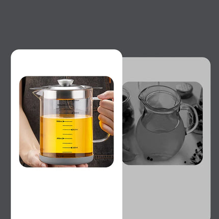 GIANXI Glass Oil Filter Kitchen Seasoning Tank Oil Tank Impurity Separator Fine Mesh Oil Filter Container Cooking Tool