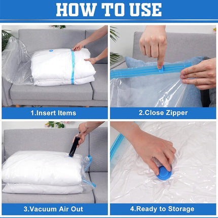 3/5Pcs New Vacuum Storage Bags with Hand Pump for Comforters Clothes Pillow Bedding Blanket Storage Saver 80% More Compression