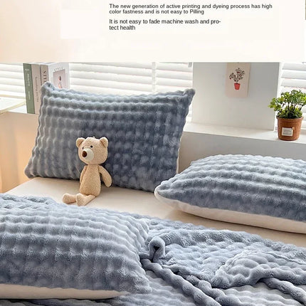New Bubble Fleece Blanket - Solid Color Rolled Edge Cover Blanket Soft and Comfortable Bedding 150x200 180x200 200x230