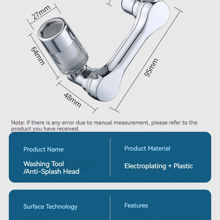 1080° Rotating Water Purification Filter Plastic Faucet Mechanical Arm Spray Head Kitchen Washbasin Extension Tap Aerator Univer