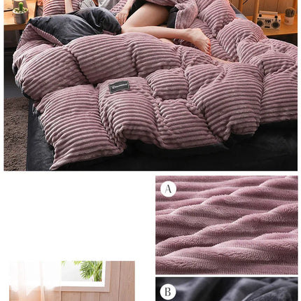 3pcs duvet cover Winter Warm Bedding sets Double Quilt Cover king Twin queen size bed thick Flano Coral Fleece with pillowscase