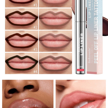 Waterproof Lip Liner Peel Off Tattoo Lipgloss Waterproof Long Lasting Matte Lip Tint Brown Contour Tear-off Lips Stain Cosmetic
