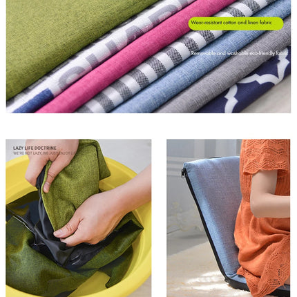 Home Office Floor Chair Folding Multiangle Portable Floor Seat with Adjustable Backrest, Low Folding Chair with Sponge Filling