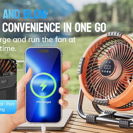 Multifunctional Outdoor Camping Fan Light Rechargeable Ceiling Fan with 3-speed Night Light and Power Bank Portable Fan
