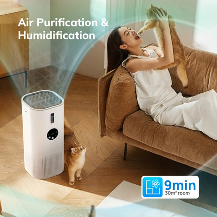 ABIRDAY 2-in-1 Air Purifier with Humidifier Combo for Home Allergies and Pets Hair, Smokers in Bedroom, H13 True HEPA Filter