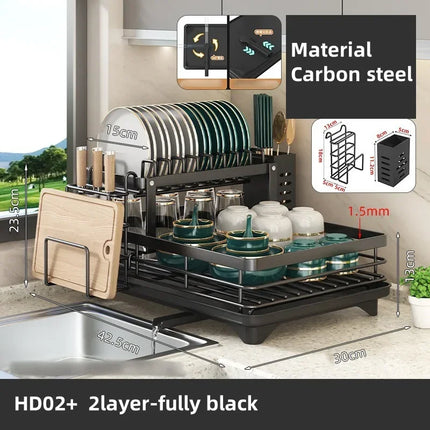 Adjustable Stainless Steel 2-Tier Dish Drying Rack