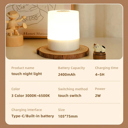 Touch Night Lamp with 3 Dimming Modes