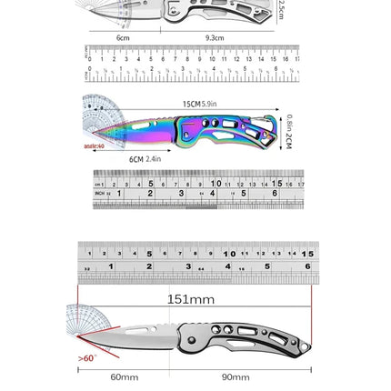 Portable Folding Knife Keychain Fruit Cutter Multipurpose Pocket Knife Utility Knives Stainless Steel Knife Kitchen Accessories