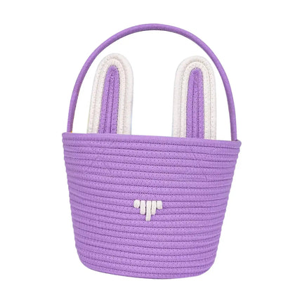 Cute Easter Eggs Basket Easter Bunny Basket For Kids Boys Girls Woven Basket With Rabbit Ear Decor Easter Empty Candy Basket