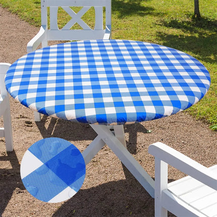 Homaxy Round Table Cloth Fitted Vinyl Tablecloth Elastic Waterproof Dining Table Covers Home Decoration For Picnic Camping Out