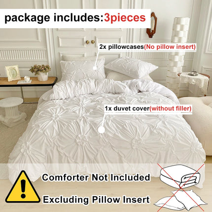 3pcs Bedding Cover, Big Pinch Pleat Duvet Cover, Soft Microfiber Bedding Set with Zipper Closure & Corner Ties