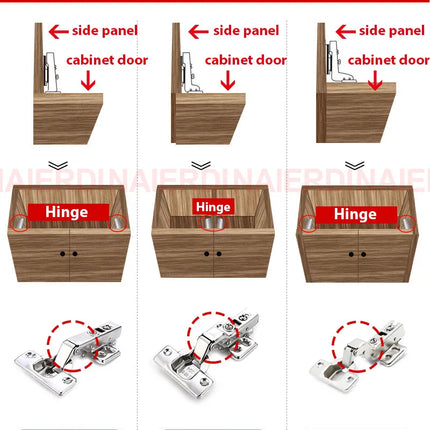 NAIERDI 8/10/12PCS Cabinet Hinges Stainless Steel Hydraulic Door Hinge Damper Buffer Soft Closing for Kitchen Cupboard Furniture