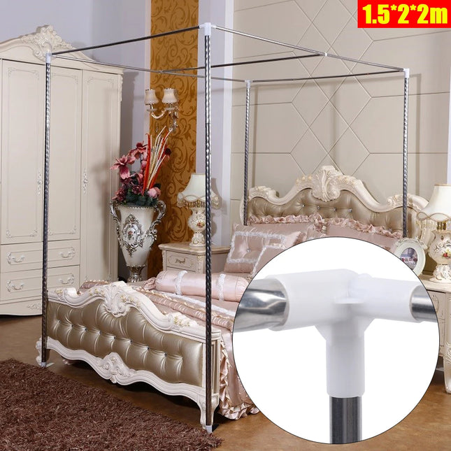 4 Corner Stainless Steel Bedding Canopy Frame Post Mosquito Netting Bracket Tool