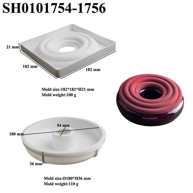 Meibum Mousse Moulds 4 Types Circular Ring Bakeware Set Silicone Cake Molds Cake Decorating Tools Kitchen Dessert Baking Pan