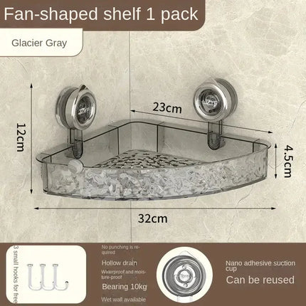New Bathroom Shelf Corner Space Shower Room Suction Cup Bathroom Storage Shelf Basket Home Storage Organizer Shelf Decorative