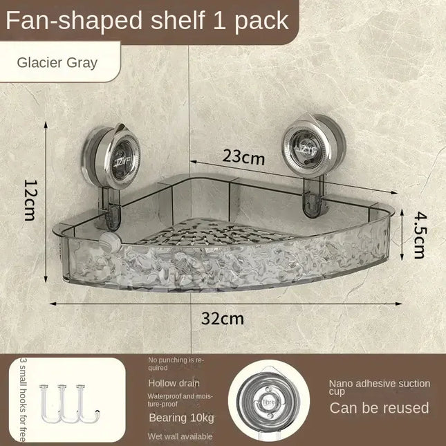 New Bathroom Shelf Corner Space Shower Room Suction Cup Bathroom Storage Shelf Basket Home Storage Organizer Shelf Decorative