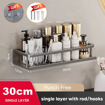 Punch-Free Bathroom Shelf Shampoo Rack