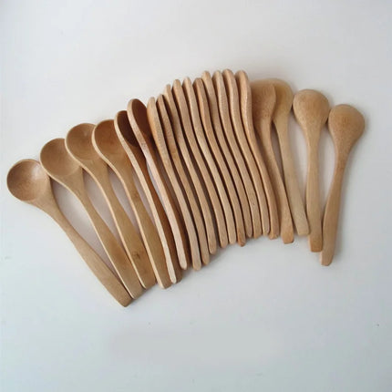 10Pcs/Set Wooden Honey Spoon Ecofriendly Household Tableware Bamboo Kitchen Condiment Scoop Coffee Spoon Dessert Spoon Teaspoon