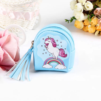 Women PU Leather Unicorn Coin Purse Mini Wallet Zipper Coin Backpack Keys Pouch Storage Bag Card Holder Home Storage Organizer