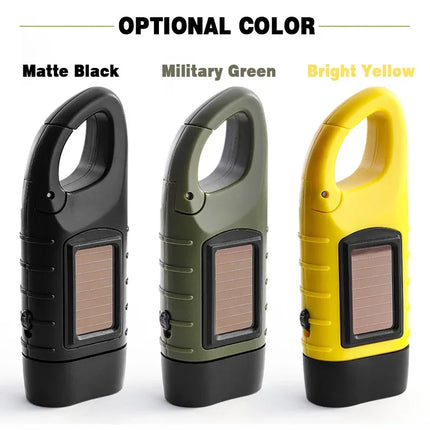 Portable LED Flashlight Tent Light Hand Crank Dynamo Solar Power Torch for Outdoor Camping Hiking Long-range Emergency Lantern