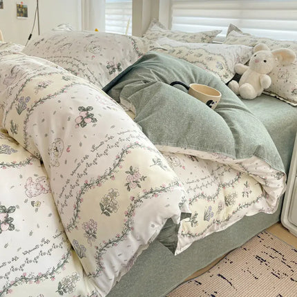 Summer Bedding Set 2024 Ins Twin Queen Duvet Cover Flat Sheet Pillowcase No Filler Girl Boys Hotel Home Bed Linens