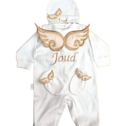 Dollbling Hospital Exit 5pcs Embroidery Name Newborn Angle Wings Romper Blanket  Nursery Bedding Swaddle Handmade Infant Outfit