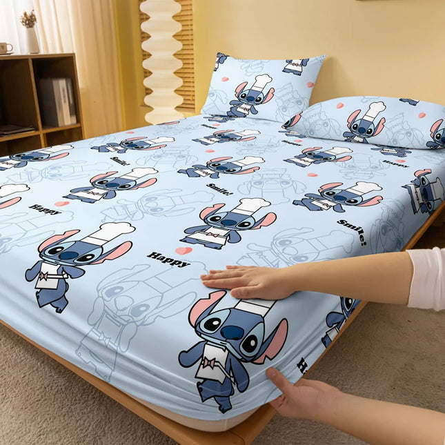 1 cartoon cute Stitch pattern digital printed frosted Fitted Sheett,bedroom printed bed cover,bedding(No pillowcase)