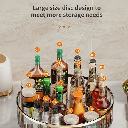 Rotating Tray Spice Rack Pantry Cabinet Turntable With Base Storage Bin Kitchen Organizer For Seasoning Cosmetic Storage Box