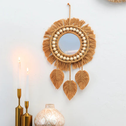 Handwoven Round Wall Mirror