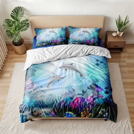 3D Ocean Bedding Set King Queen Double Full Twin Single Size Bed Linen Set