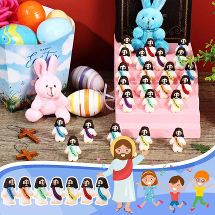 50-200Pcs Mini Jesus Figures Jesus Loves You Christ Toys Multicolor Tiny Jesus Figures Religious Party Favors Easter Egg Stuffer