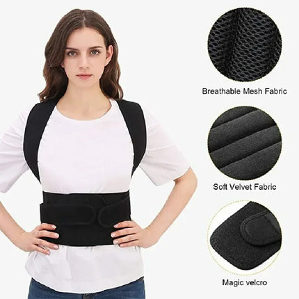 Adjustable Back Posture Corrector With Breathable Shoulder Straps And Waist Belt For Boys And Girls To Relieve Back Strain