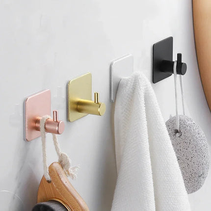 Self-adhesive Bathroom Hook Key Bag Shower Door Robe Towel Adhesive Hanger Kitchen Accessories For Organizer Wall Stickers Hooks