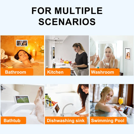 Adjustable Waterproof Shower Phone Holder 360 Degree Rotation Wall Mirror Mount Mobile Phone Holder for Bathroom Bathtub Kitchen