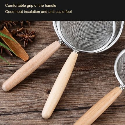 1pc 304 Stainless Steel Mesh Filter Spoon with Wooden Handle Flour Filter Spoon Household Kitchen Fried Food Filter Oil