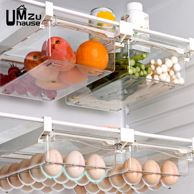 Hanging Refrigerator Box Eggs Fruit Food Vegetable Storage Slide Out Drawer Tray Transparent Fridge Container Kitchen Organizer