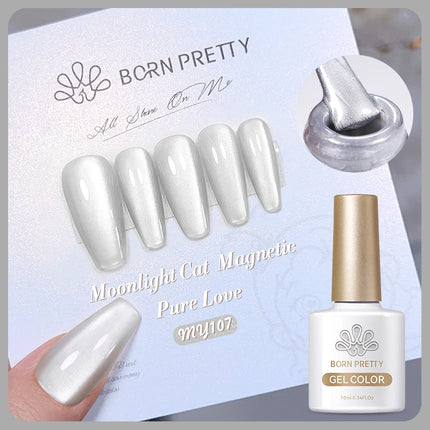 BORN PRETTY 10ml Rainbow Purple Water Light Cat Magnetic Gel Nail Polish Shining Sliver-light Holographics Semi Permanent UV Gel