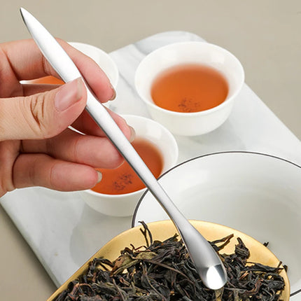 Stainless Steel Two in One Teaspoon Long Handle Cutlery Home Coffee Tea Stirring Spoon Tableware Mini Scoop Utensils for Kitchen