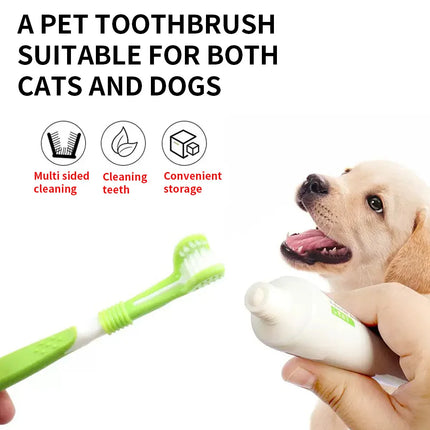Three sided pet toothbrush, dog plastic toothbrush to remove bad breath, Tatar cleaning for oral hygiene, pet dental care, cat c