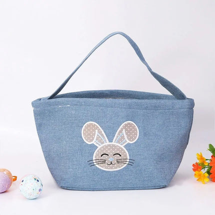 Cartoon Rabbit Storage Basket Wear-resistance Decorative Rabbit Egg Basket with Handle Large Capacity Happy Easter Handbag