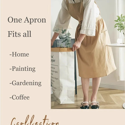 Long Pleated Waterproof Cotton Kitchen Apron for Salon Beauty Women's Anti-dirty Cooking Baking Pinafore Cleaning Work Clothes
