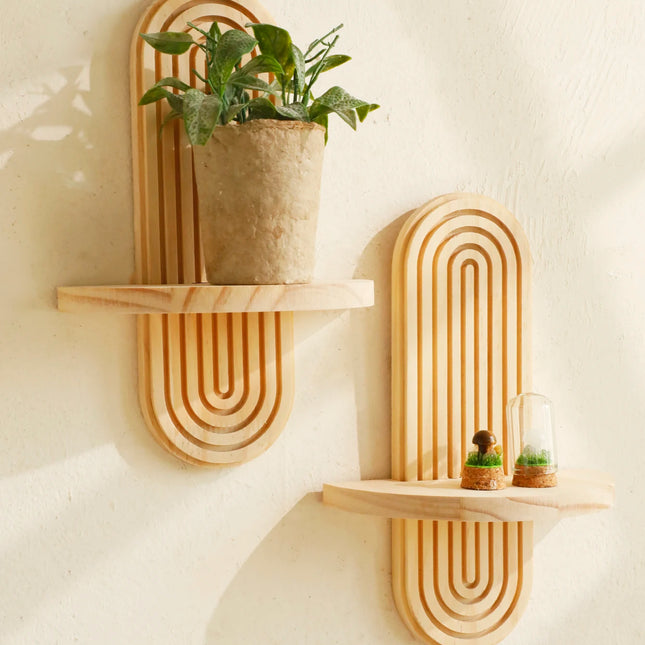 Boho Wooden Wall Shelf
