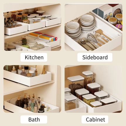 2Pcs Pull-Out Cabinet Organizer – No-Punch Slide-Out Racks for Kitchen, Bathroom, Pantry, and Cabinets, Home Storage Solution