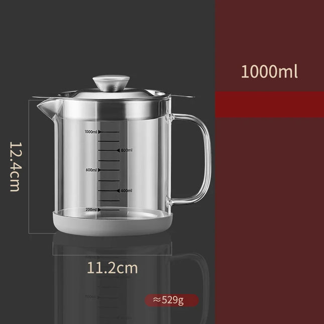 GIANXI Glass Oil Filter Kitchen Seasoning Tank Oil Tank Impurity Separator Fine Mesh Oil Filter Container Cooking Tool
