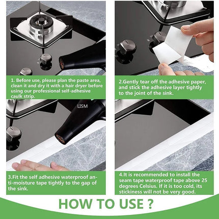 Bathroom Shower Sealing Tape Sink Bath White Pvc Self Adhesive Waterproof Wall Sticker For Bathroom Kitchen Caulk Sealing Strips