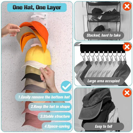 Wall-mounted Baseball Cap Storage Rack Punch-free Baseball Cap Organizer With Adhesive Can Accommodate 10 Hats Home Storage