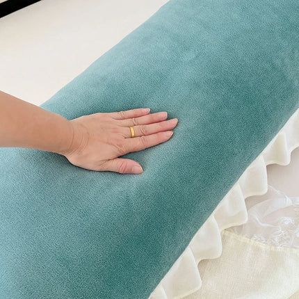 Length Sleeping Pillowcase with Ruffle Winter Couple Double Fleece Flannel Warmth Big Size Pillow Covers Home Bedding 45*180cm